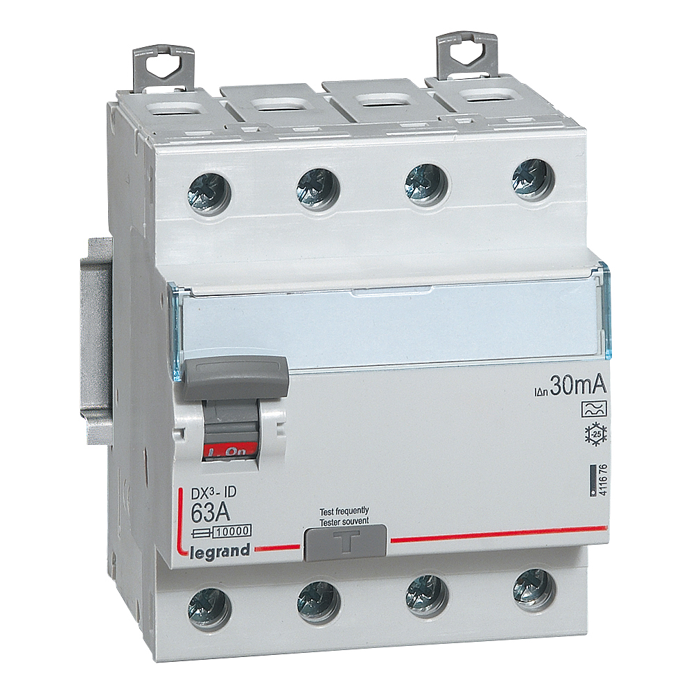 INTERRUPTEUR DIFFÉRENTIEL DX3 63A 30MA TYPE A 4P VIS/VIS 400V