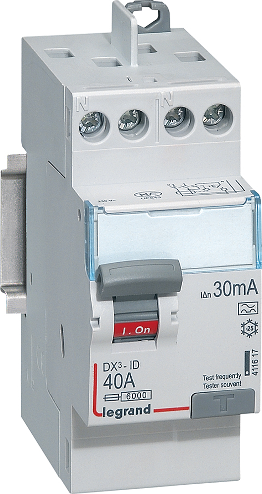 INTERRUPTEUR DIFFÉRENTIEL DX3 40A 30MA TYPE A 2P VIS/VIS 230V