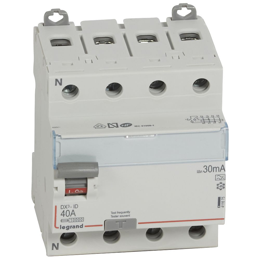 INTERRUPTEUR DIFFÉRENTIEL DX3 40A 30MA TYPE A 4P VIS/VIS 400V