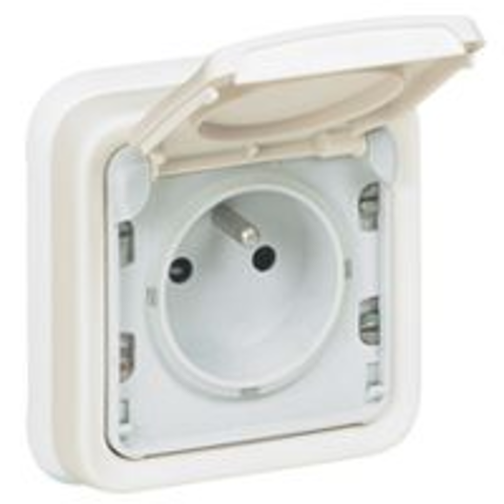PRISE PLEXO COMPLET BLANCAVEC TERRE ET VOLET DEPROTECTION IP65 - Vignette 2