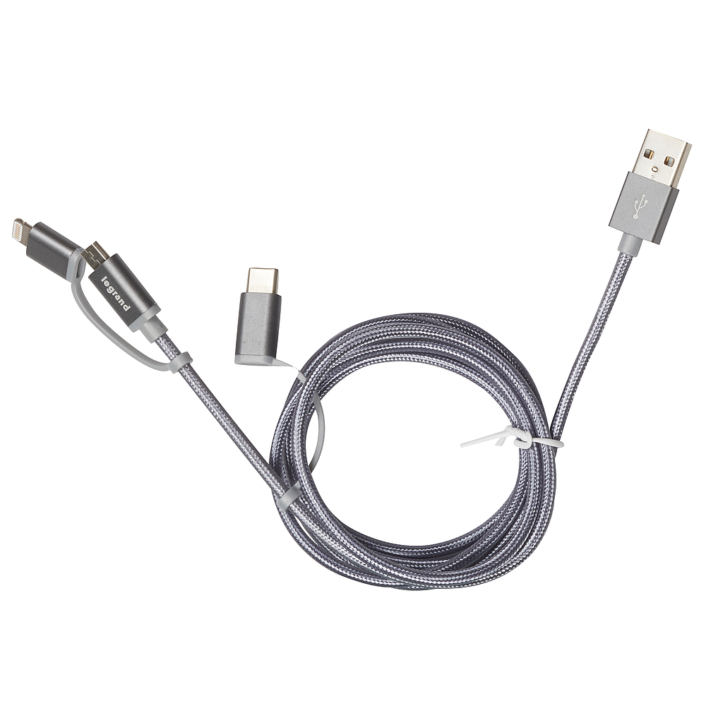 CABLE 3EN1 MICROUSB/USBC/LIGHT