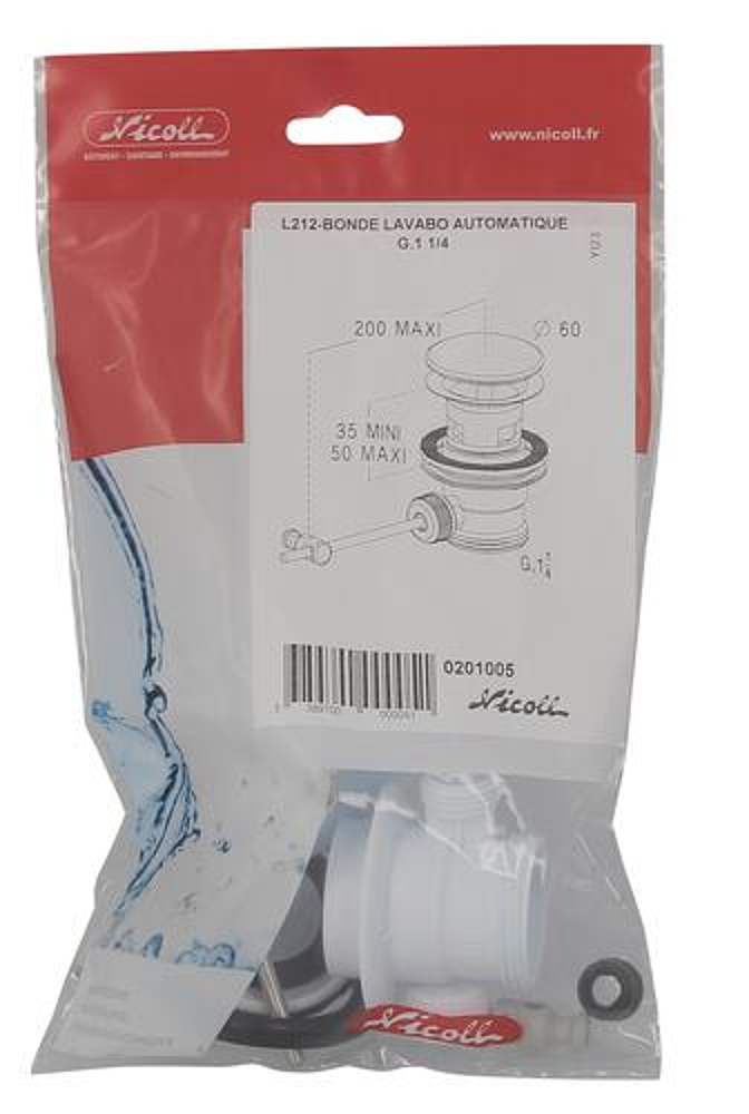 Bonde Lavabo automatique  st  L212 sans tirette