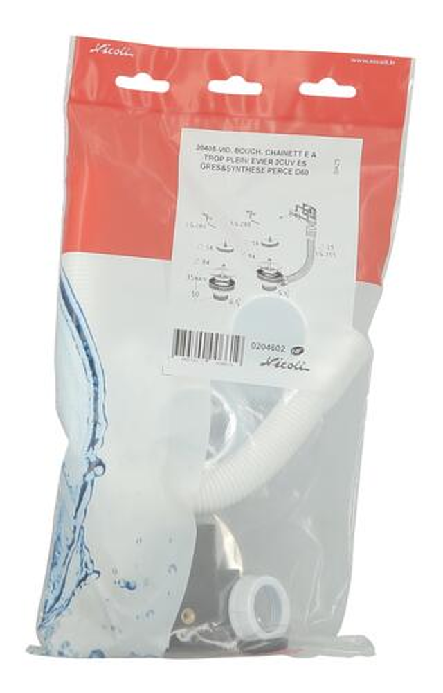 Bonde Evier à bouchon-ch.  84mm  560 plastique