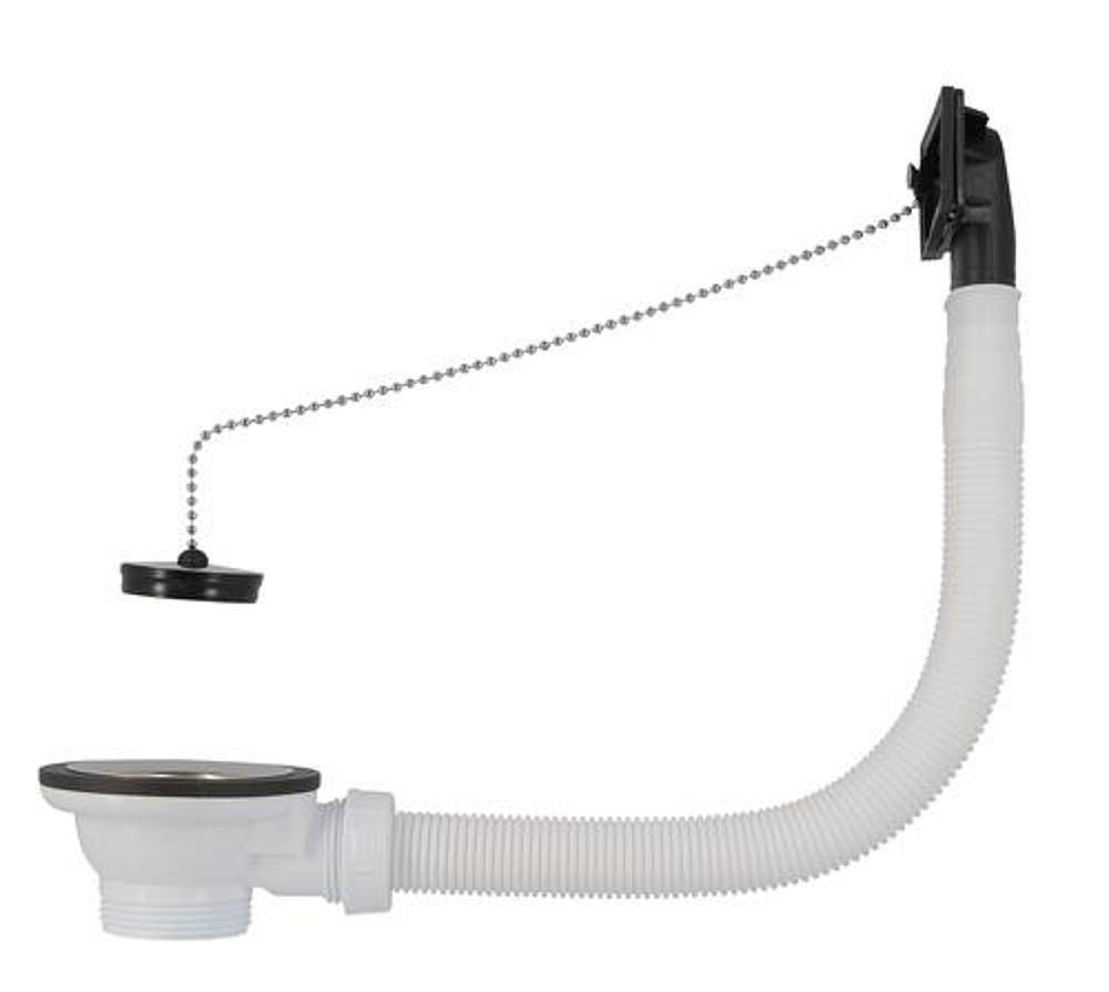 Bonde Evier inox 1 cuve +T.P 70mm  556 à bouchon-chainette  avec trop plein