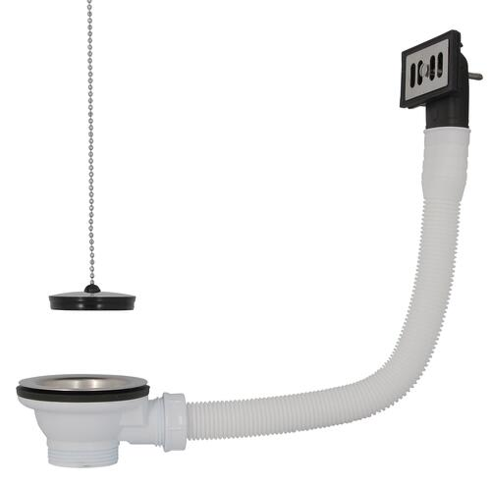 Vidage évier grès 1 cuve d84mm  20404 bouchon-chainette  avec trop plein ft>c