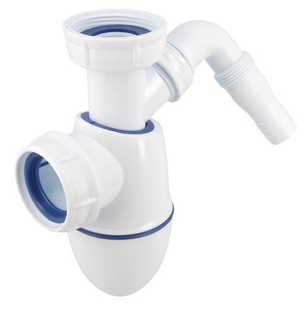 Siphon d'évier + MAL joints intég.  BM53 blanc églable en hauteur  sortie d40mm