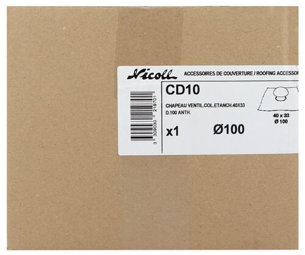Chapeau ventil.col.etanch.40x33 d.100 anth.