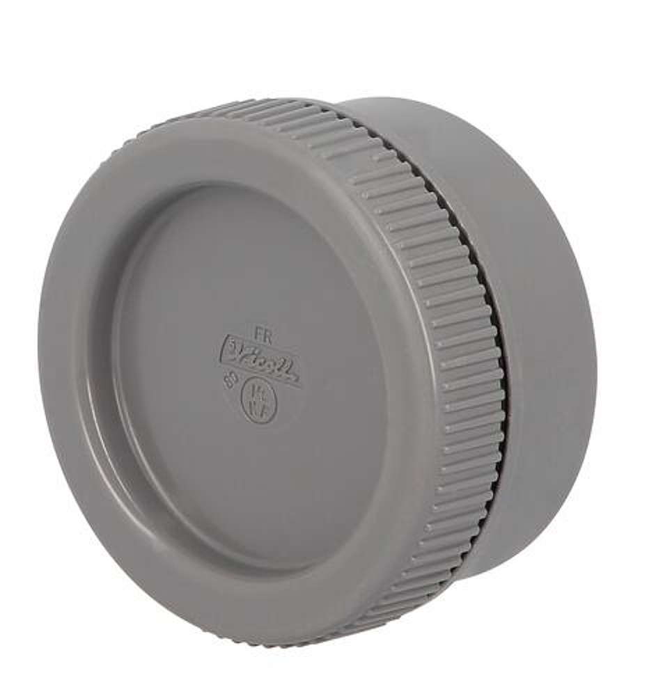 Tampon de visite avec bouchon. Ø 80 mm. mâle-femelle. à coller. gris. en PVC