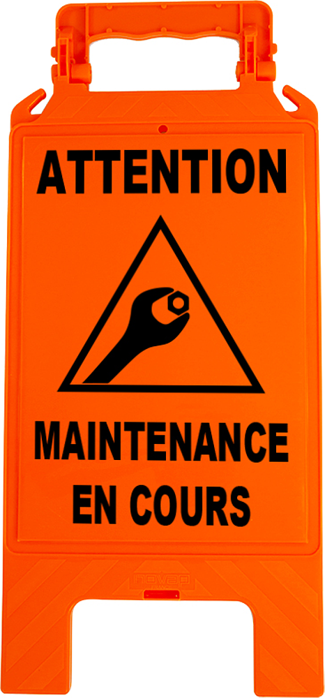 CHEVALET ORANGE FLUO ATTENTION MAINTENANCE EN COURS