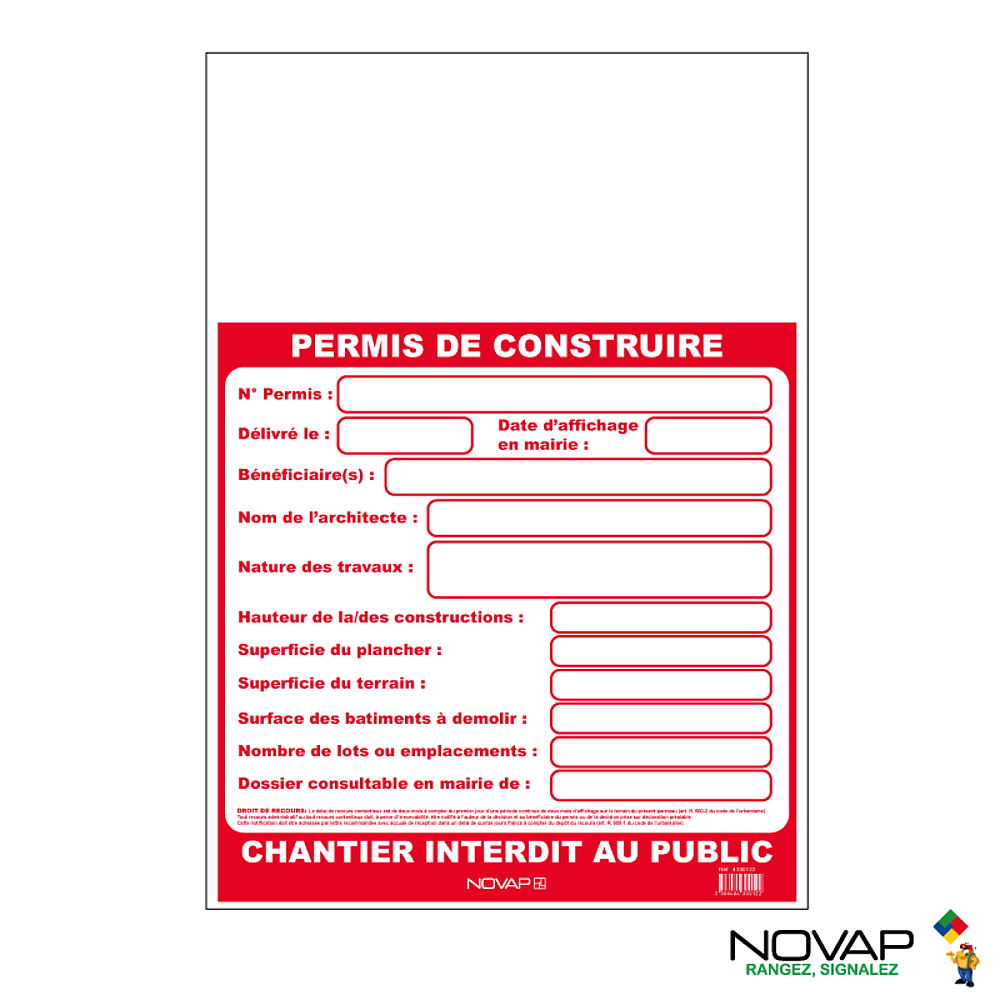 PANNEAUX PUBLICITE PERMIS CONSTRUIRE 1200X800MM