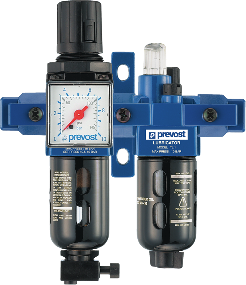 ENSEMBLE FRL Fem BSPP G 1/4 Débit l/min à 7 bar ?P1 bar 500 Filtration µm 25
