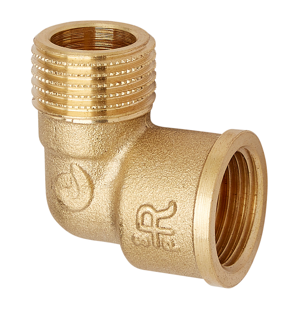 Coude 90° Laiton avec Collerette – Mâle/Femelle (MF) serie RC
