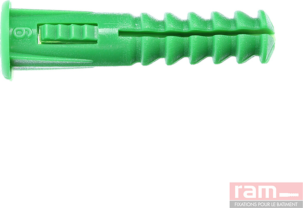 CHEVILLE RAM A COLLERETTE VERTE RC6 9146 D.PERCAGE : 6mm VIS BOIS  : 3 à 5mm    (250/bte)