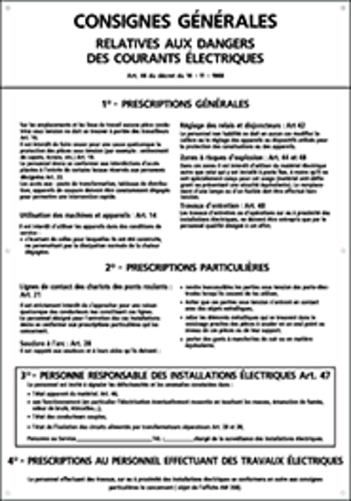 SIG105 PLAQUE CONSIGNES GEN