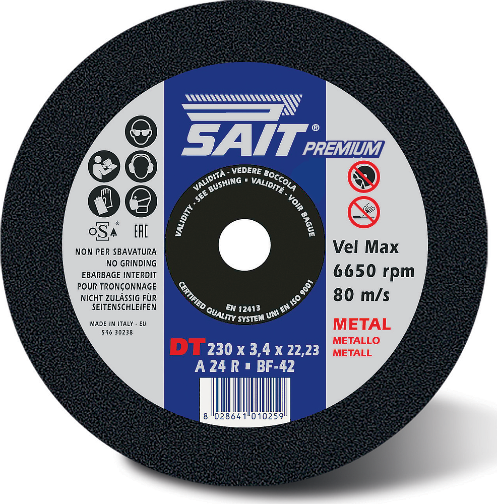 Disque de tronçonnage à moyeu déporté 230 x 3,4 x 22,23  A 24 R - PREMIUM DT