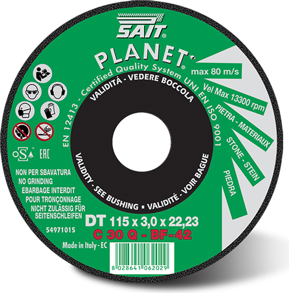 Disque de tronçonnage à moyeu déporté Ø 230 x 3,2 x 22,23  C 30 Q - PLANET DT A 30Q