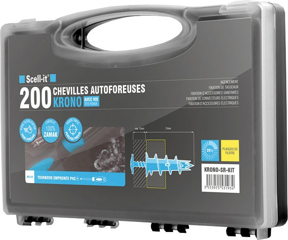 kit 200 chevilles auto + vis