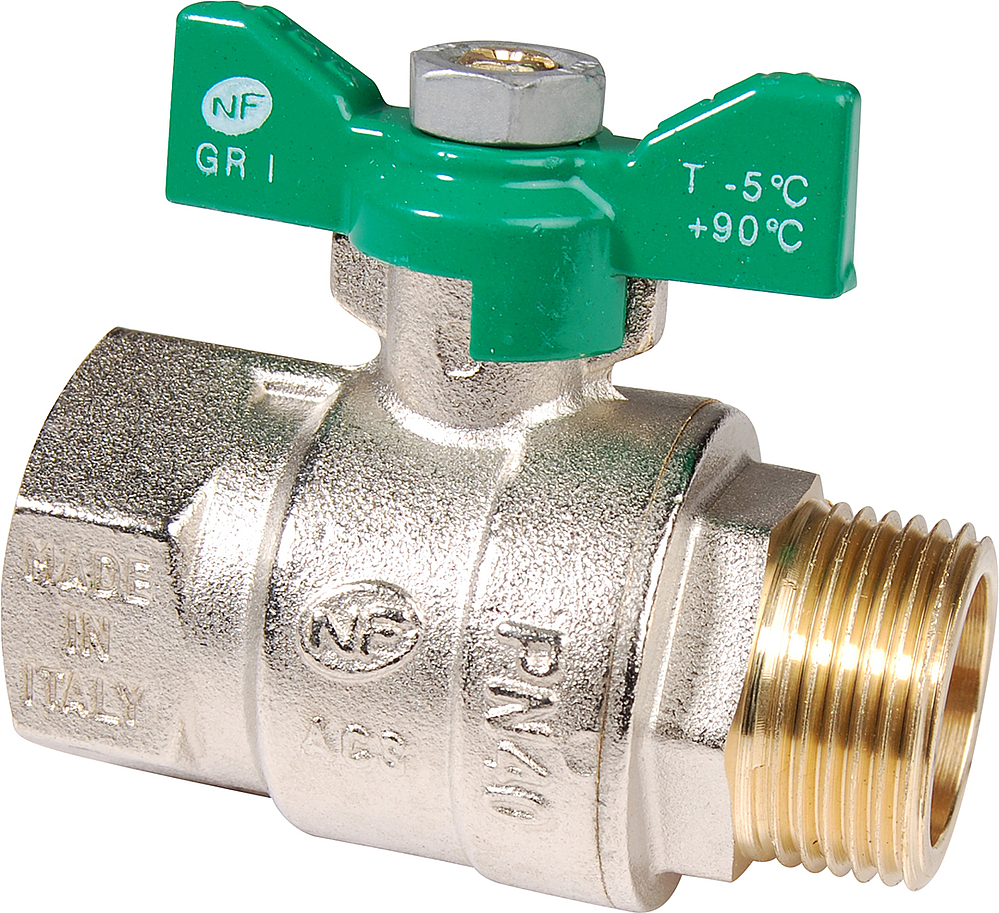 Vanne à sphère MF pap Vert NF 569  Manette papillon verte