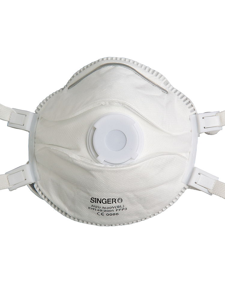 Masque coque à poussières FFP3 avec soupape d'expiration et pince nez
