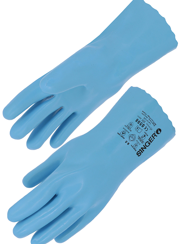Gant support coton tout enduit latex bleu 30cm
