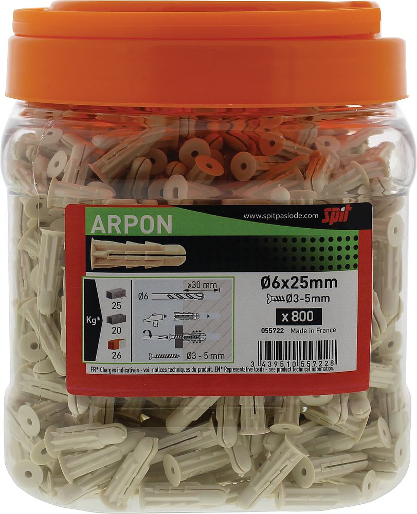 BIDON CHEVILLE  ARPON D.6X25 (800)