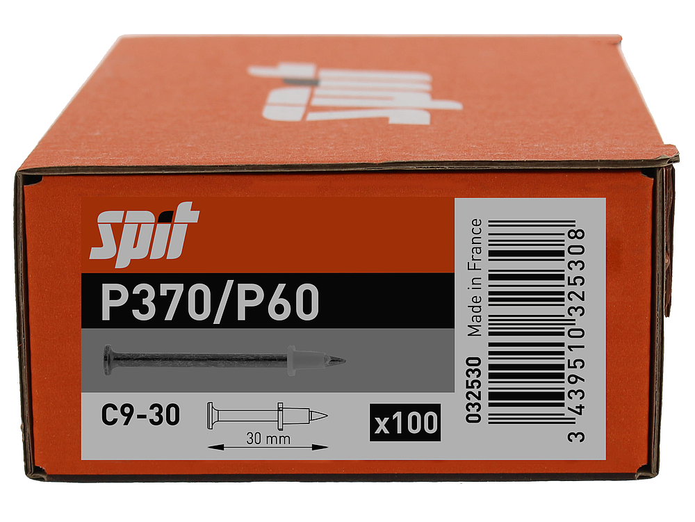 SPIT C9 - BOITE DE 100 CLOUS STANDARDS POUR BÉTON TÊTE DE RIVET