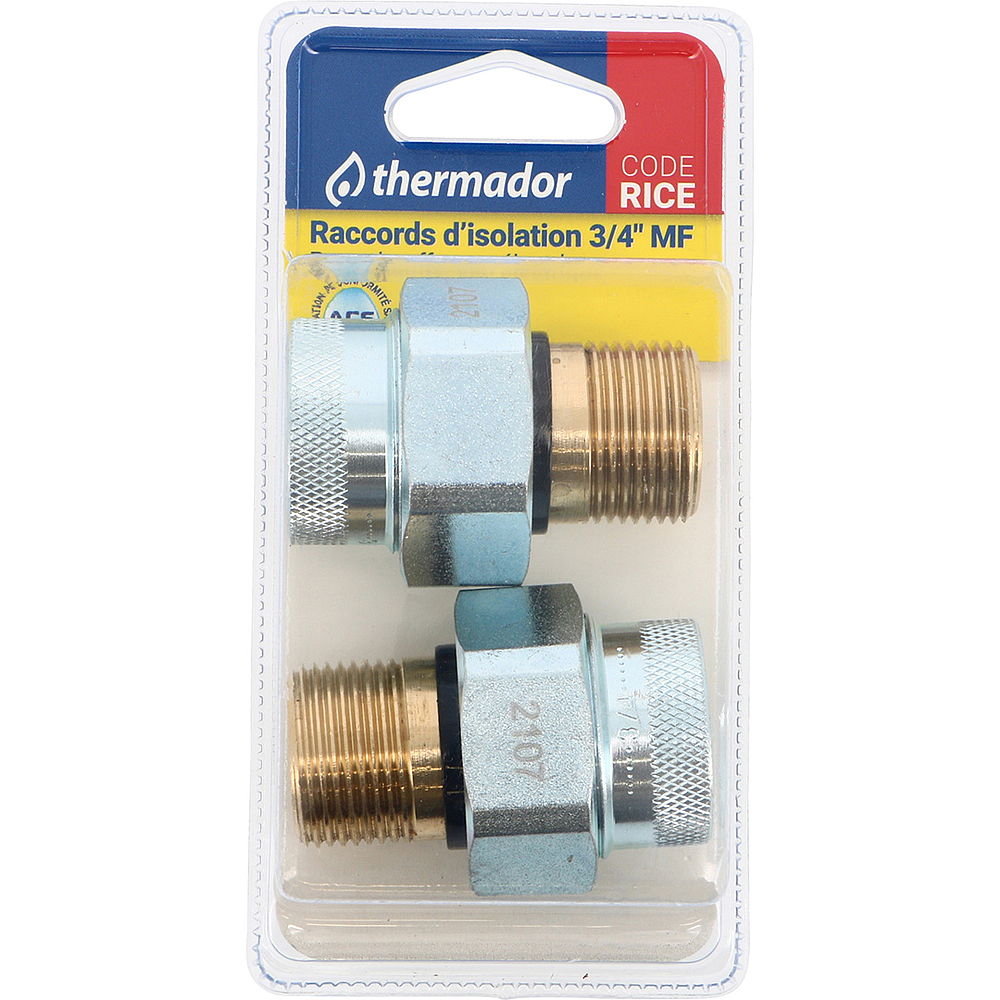 2 Raccords Isolants 3/4   MF pour Chauffe-Eau sous blister