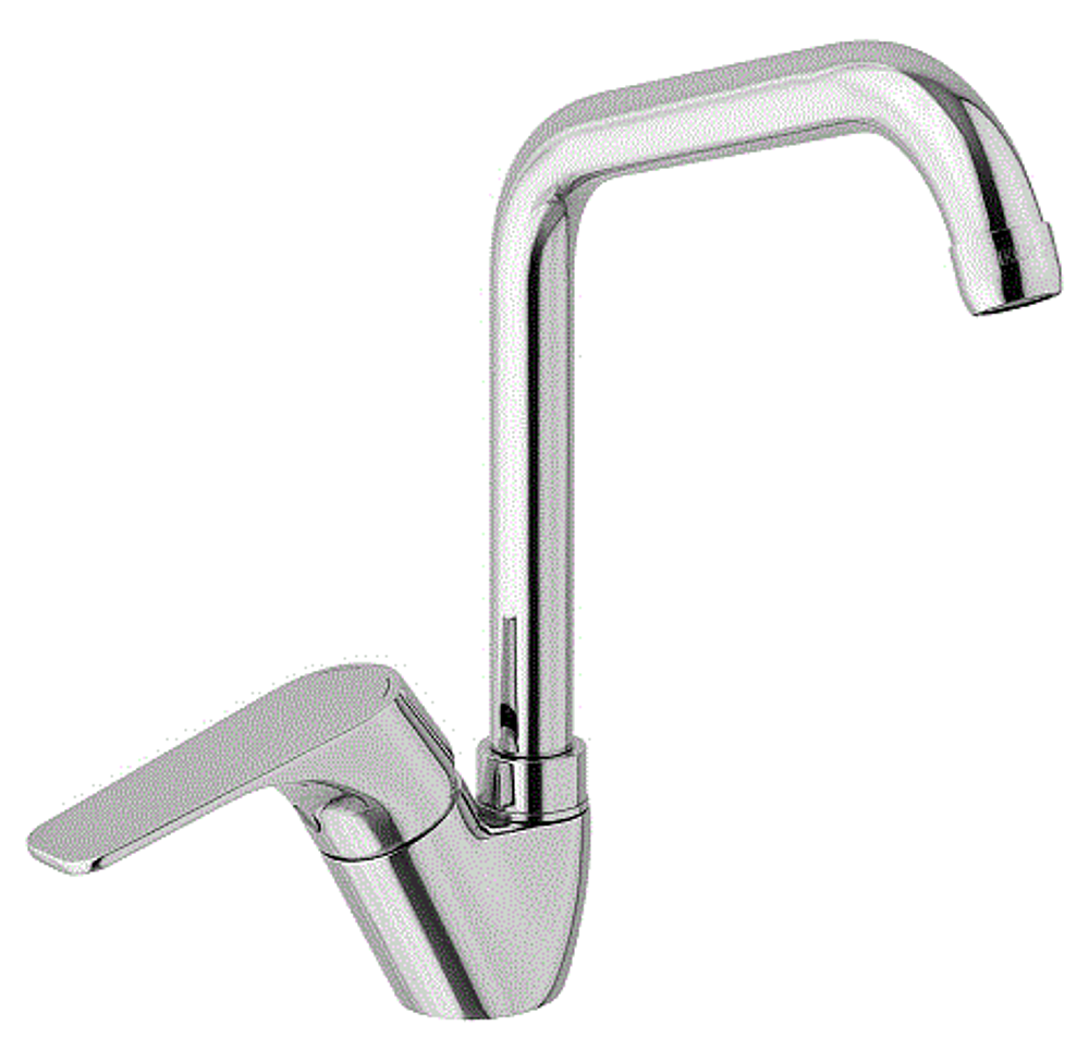 Mitigeur haut pour évier. Wata NF C3 - col carré - chromé