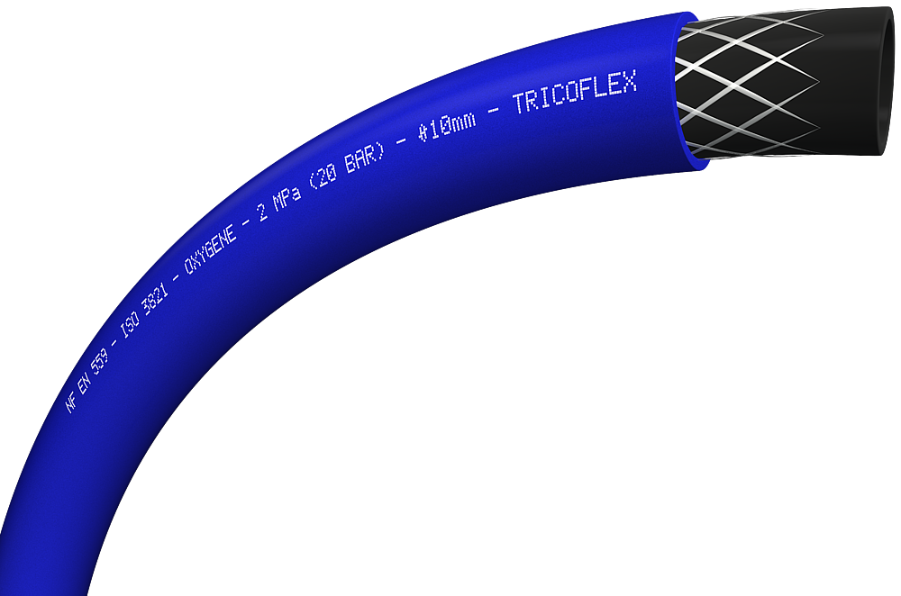 TUYAU SOUDURE OXYGENE 10MM   BLEU   ISO3821