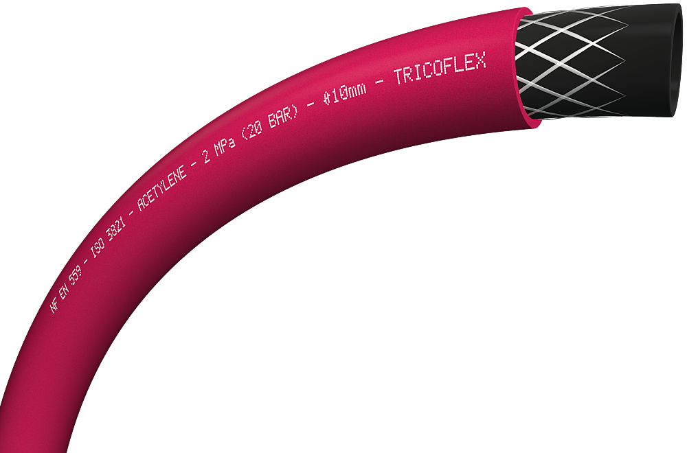 TUYAU SOUDURE ACETYLENE 10MM   ROUGE   ISO3821