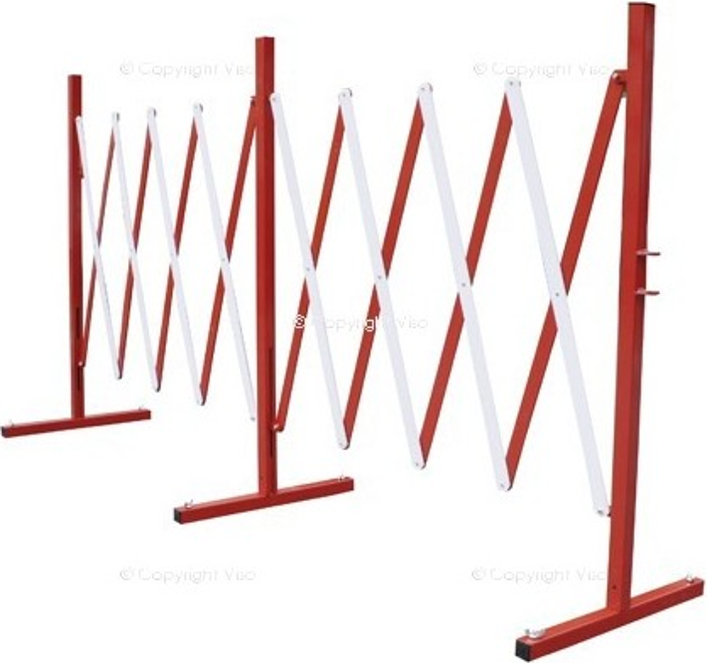 1 x Barrière extensible acier - 4m - rouge/blanc