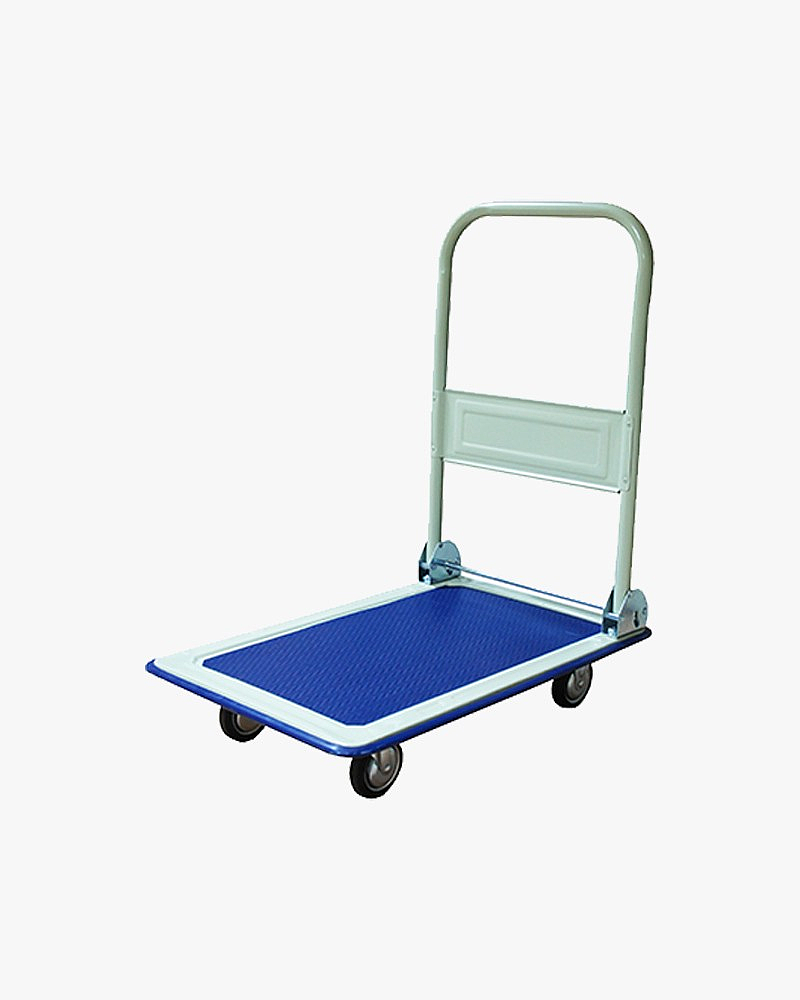 1 x Chariot professionnel poignée pliable - 150 kg - plateau bleu