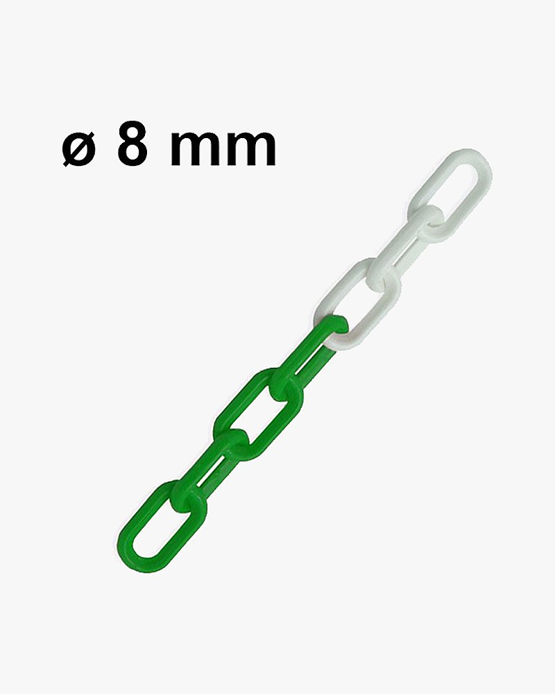 1 x Chaine de signalisation polypropylène - 8mm/25m - vert/blanc