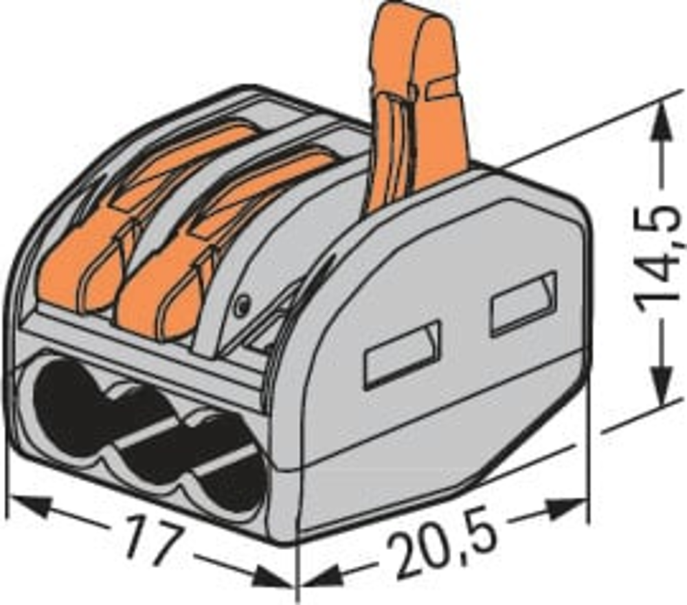 Borne WAGO 222 3x4mm² à levier