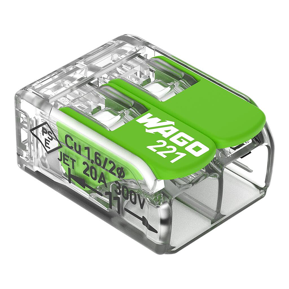 Borne WAGO 221 Green 2x4mm²