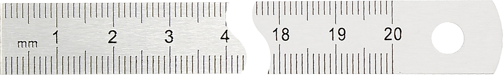 Réglet 300mm - 13x0.6 mm - chromé mat - mm R et 1/2mm V