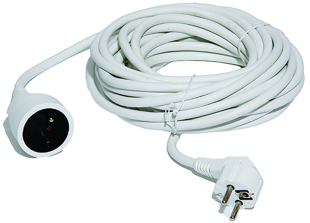 Prolongateur HO5VVF 3G1.5mm 2  blanc 16A 2P+T  NF 3680W