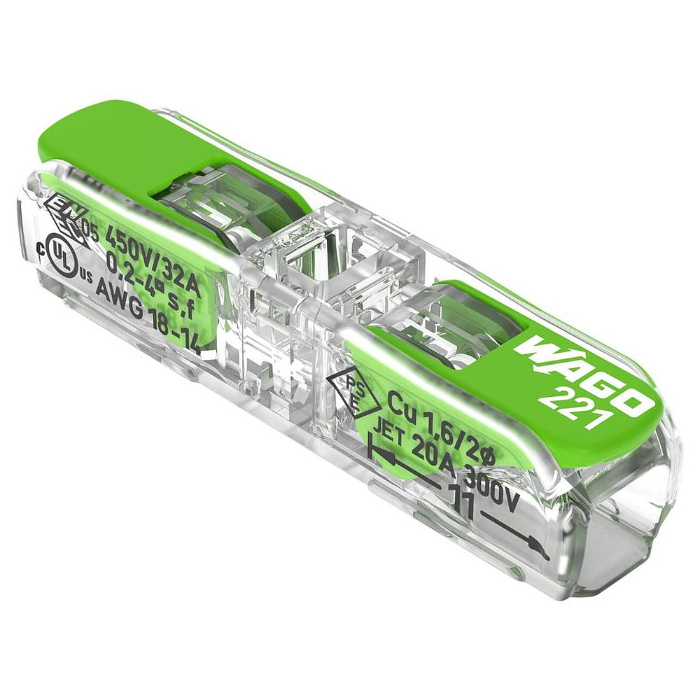 Borne WAGO 221 G Inline 2x4mm²